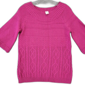 Worthington Pink Sweater Preppy Sparkles Classic Short Sleeves NEW Womens Size S